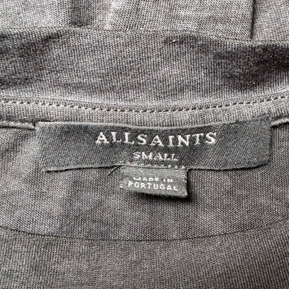 AllSaints Black Pleated Hip Mini T-Shirt Dress Small - Picture 6 of 7